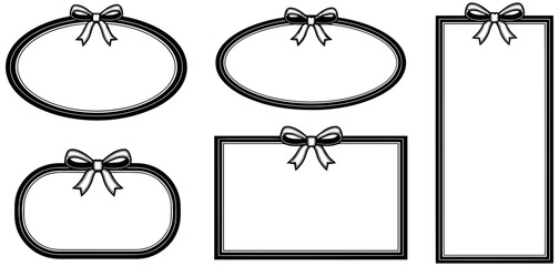 Elegant black frames with cute bows perfect for stylish invitations or announcements