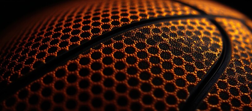 A basketball with a black and orange design