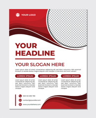 Elegant red gradient wave design business brochure template, abstract creative layout background.