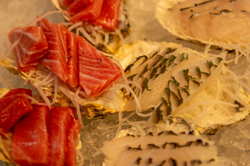 Fresh seafood served at the Japanese market