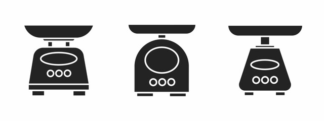 Digetal scales icon set. Vector symbol. Illustration of scales. Digital scales. Vector illustration. Stock vector.