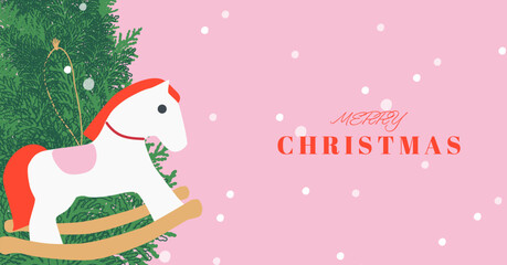 Pastel Christmas Greeting Card with christmas elements.