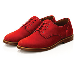 pair of red suede shoes isolated on white background vector icon.