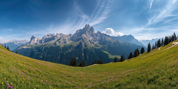 Scenic mountain landscape featuring the Sella group Boe peak Gardenaccia massif and Sassongher summit in the Dolomites, emphasizing seasonal erosion risk
