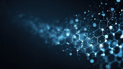 Abstract digital hexagonal pattern in blue and white hues, creating a futuristic, blurry effect