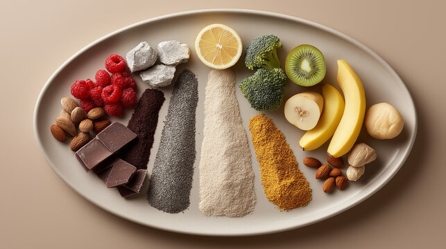 Nutrient-Dense Food Plate: Zinc, Magnesium, Potassium, and Selenium Rich Ingredients