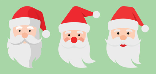 3 Classic Santa Claus Icons Collection Featuring Traditional Holiday Characters for Festive Vector Designs and Creative Seasonal Projects