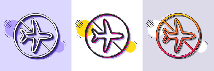 Flight mode line icon. Halftone dotted pattern. Gradient icon with grain shadow. Airplane mode sign. Turn device offline symbol. Line flight mode icon. Various designs. Vector