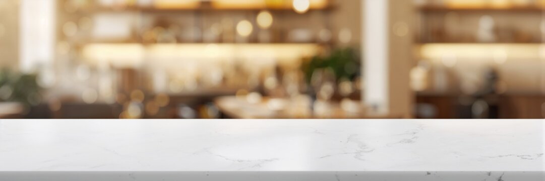 Wooden table over blurred bokeh lights serving as a retail display backdrop, ideal for store product arrangements