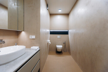 Serene hotel powder room vanity housekeeping staging