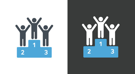 Sports podium icons set winners first second third place, solid glyph style symbols for competition victory, award podium scenes, achievement graphics, and professional editable vector resources