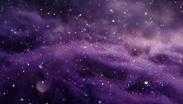 Purple and grey cosmic nebulas, sprinkled with sparkling stars, creating an ethereal and vast expanse