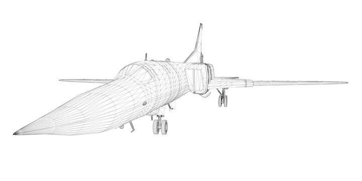 A 3D wireframe model of a military fighter jet on a white background reveals the aircraft's complex internal structure and aerodynamic design.