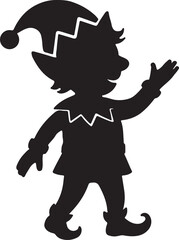 Christmas santa elf silhouette isolated on white background