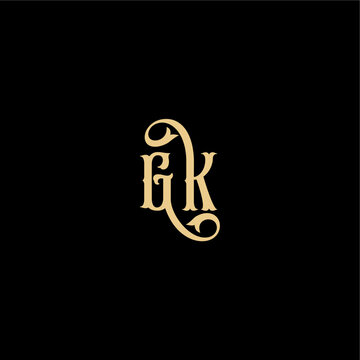 Barock style design monogram modern logo letter initial royal concept GK