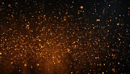 Abstract depiction of shimmering, golden particles against a dark gradient backdrop