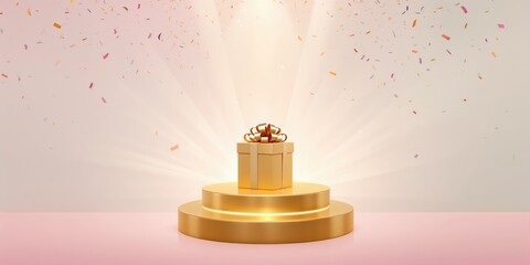 Pink gift box decorated with a satin ribbon on a white surface, suitable for gift wrapping and presentation