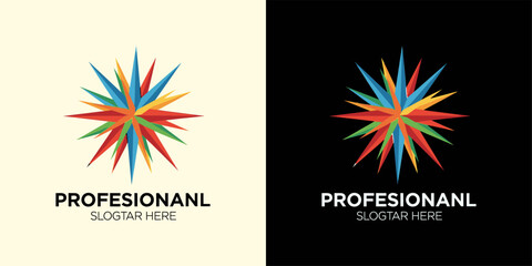 Colorful star-shaped abstract logo with professional appearance on light and dark backgrounds