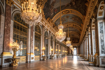Ornate luxurious baroque gothic palace interior