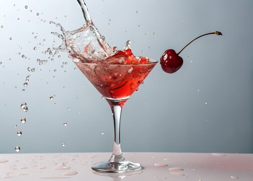 cherry cocktail drink splash - Powered by Adobe