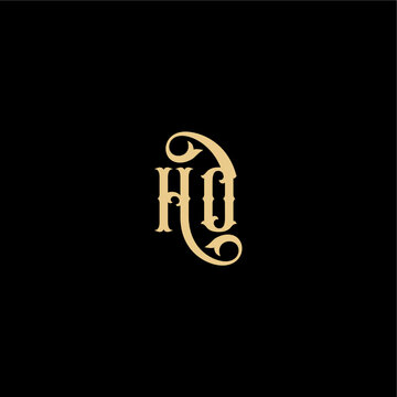 Barock style design monogram modern logo letter initial royal concept HO