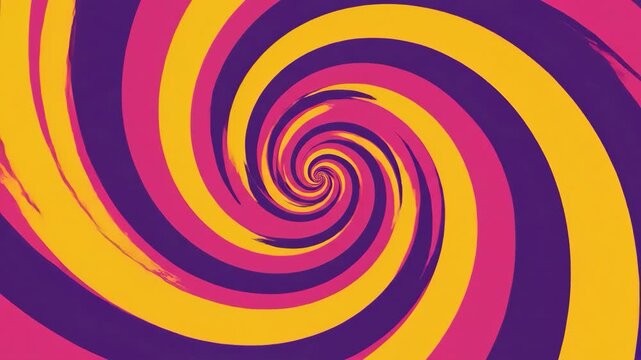 Hypnotic Swirl Vibrant Abstract Vortex in Yellow with Purple, and Pink Hues.