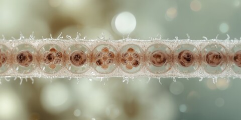 Microscope view of onion root meristem cells during mitosis, focusing on prophase chromosomes and anaphase stages, biological process awareness day