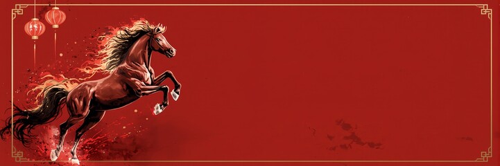 Chinese New Year 2026 themed background and banner templates, horse zodiac sign,Chinese New Year 2026
