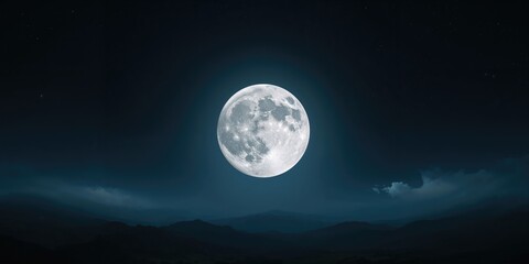 Fototapeta premium Large white moon in the night sky used as a background for text, emphasizing celestial themes