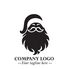 Santa Claus Logo Symbol in Black on White Background for Classic Holiday Branding and Design ArtPlus