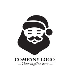 Santa Claus Logo Symbol in Black on White Background for Classic Holiday Branding and Design ArtPlus