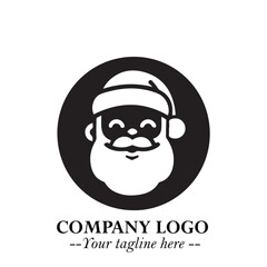 Santa Claus Logo Symbol in Black on White Background for Classic Holiday Branding and Design ArtPlus