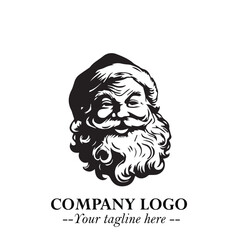 Santa Claus Logo Symbol in Black on White Background for Classic Holiday Branding and Design ArtPlus