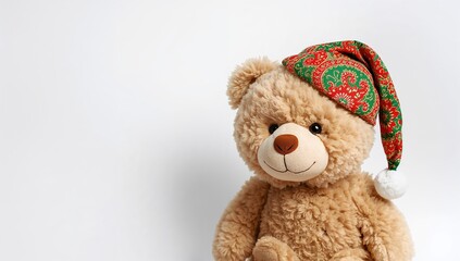 Obraz premium Teddy bear toy on a white background used for childrenâ€™s product display, safety and hygiene focus