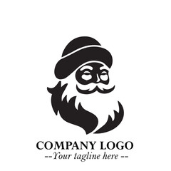 Santa Claus Logo Symbol in Black on White Background for Classic Holiday Branding and Design ArtPlus