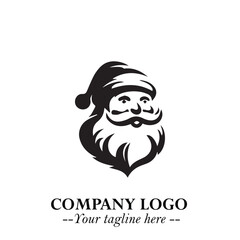 Santa Claus Logo Symbol in Black on White Background for Classic Holiday Branding and Design ArtPlus
