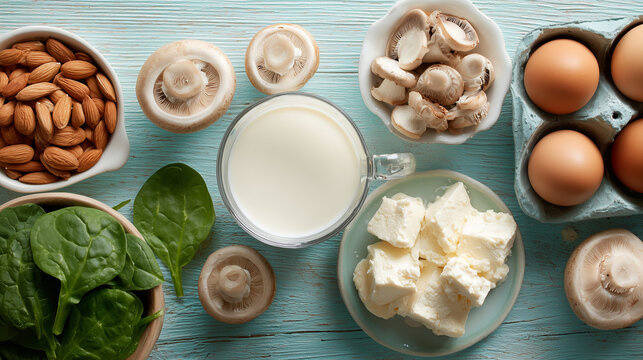 Vitamin B2 Rich Foods - Nutritional Sources of Riboflavin Including Milk, Eggs, and Almonds