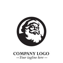 Santa Claus Logo Symbol in Black on White Background for Classic Holiday Branding and Design ArtPlus