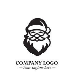 Santa Claus Logo Symbol in Black on White Background for Classic Holiday Branding and Design ArtPlus