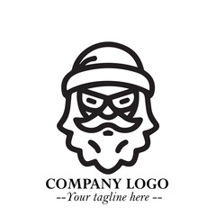 Santa Claus Logo Symbol in Black on White Background for Classic Holiday Branding and Design ArtPlus