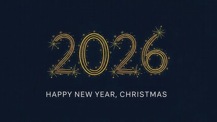 Sparkling Gold Numbers 2026 for New Year and Christmas Greeting
