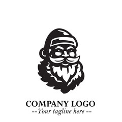 Santa Claus Logo Symbol in Black on White Background for Classic Holiday Branding and Design ArtPlus