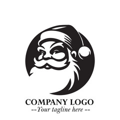 Santa Claus Logo Symbol in Black on White Background for Classic Holiday Branding and Design ArtPlus