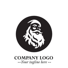 Santa Claus Logo Symbol in Black on White Background for Classic Holiday Branding and Design ArtPlus