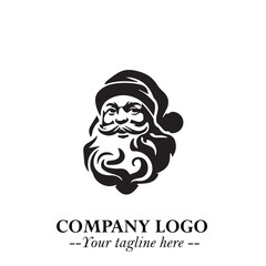Santa Claus Logo Symbol in Black on White Background for Classic Holiday Branding and Design ArtPlus