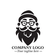 Santa Claus Logo Symbol in Black on White Background for Classic Holiday Branding and Design ArtPlus