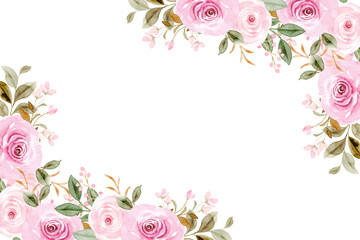 flower watercolor frame for wedding, birthday, card, background, invitation, wallpaper, sticker, decoration etc.