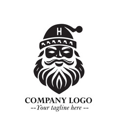 Santa Claus Logo Symbol in Black on White Background for Classic Holiday Branding and Design ArtPlus