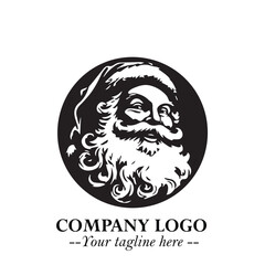 Santa Claus Logo Symbol in Black on White Background for Classic Holiday Branding and Design ArtPlus