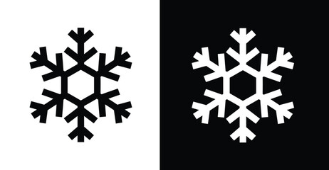 Symmetrical snowflake icons on black and white backgrounds